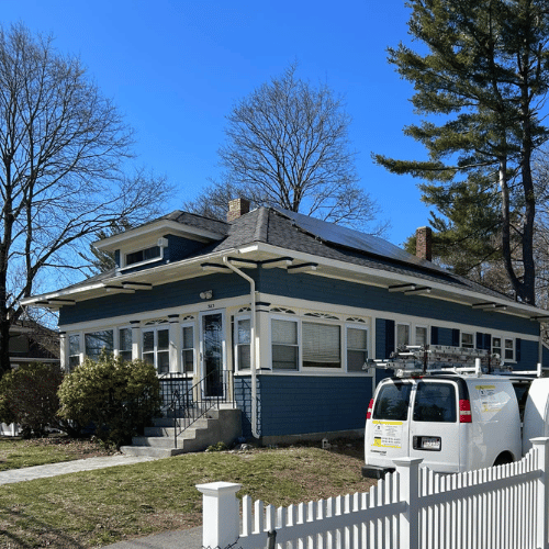 A commercial building exterior after a professional paint job.