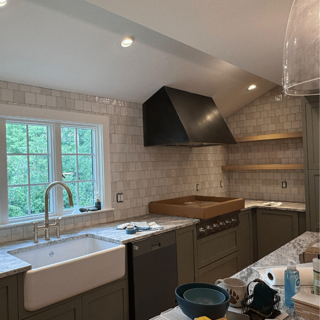 Modern bathroom with walk-in shower