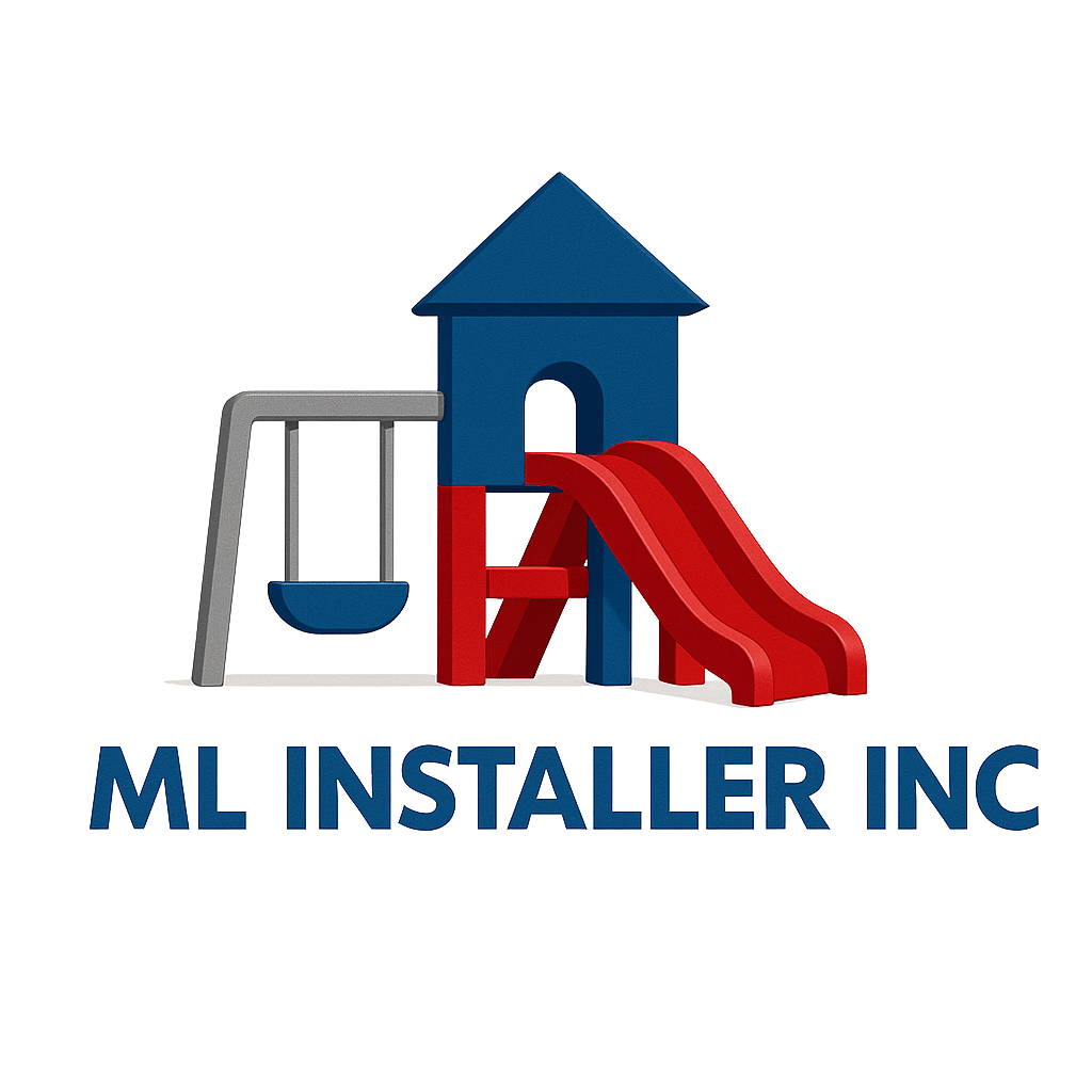 Professionals installing a playground.